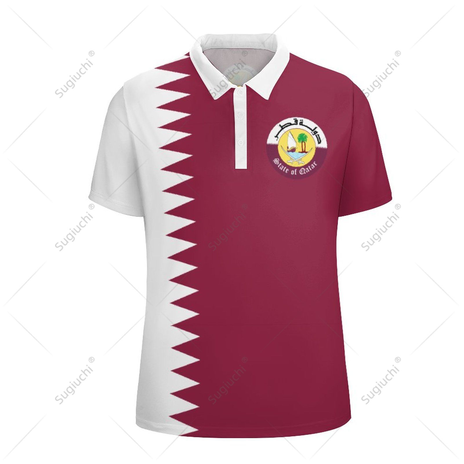 Unisex Polo Shirt Qatar Flag 3 - 3D Printing Qatar incelemesi ve fiyatı