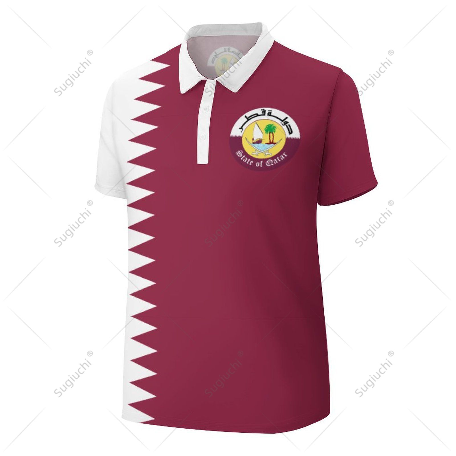 Unisex Polo Shirt Qatar Flag 3 - 3D Printing Qatar incelemesi ve fiyatı
