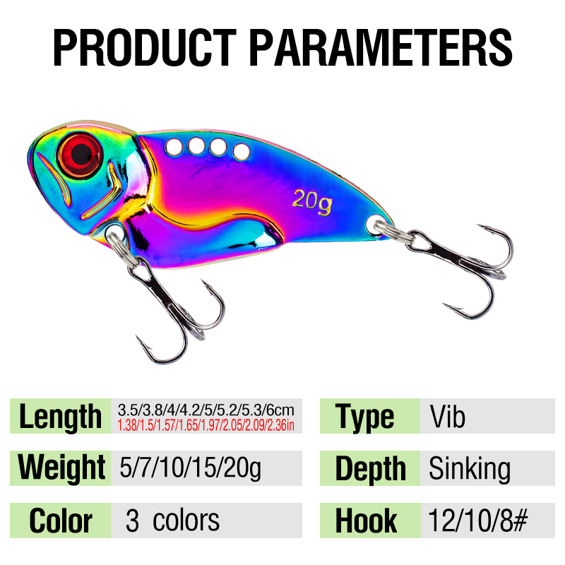 3PCS Metal Colorful VIB Lure 5 - 3D Printing Lure incelemesi ve fiyatı