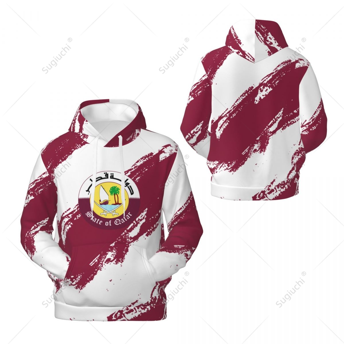 Unisex Qatar Flag Color Hoodie - 3D Printing Qatar incelemesi ve fiyatı